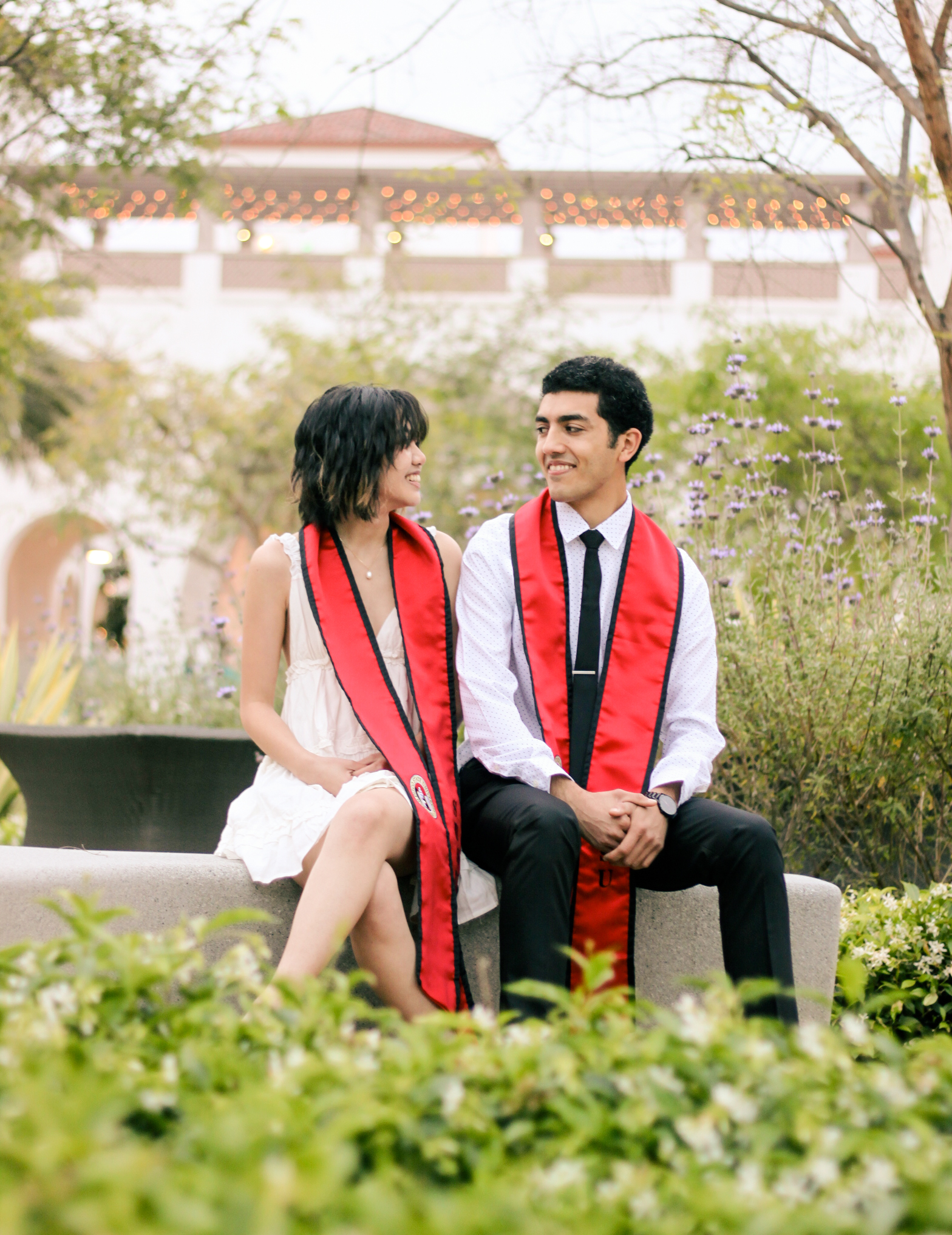 graduation photos couples bright airy